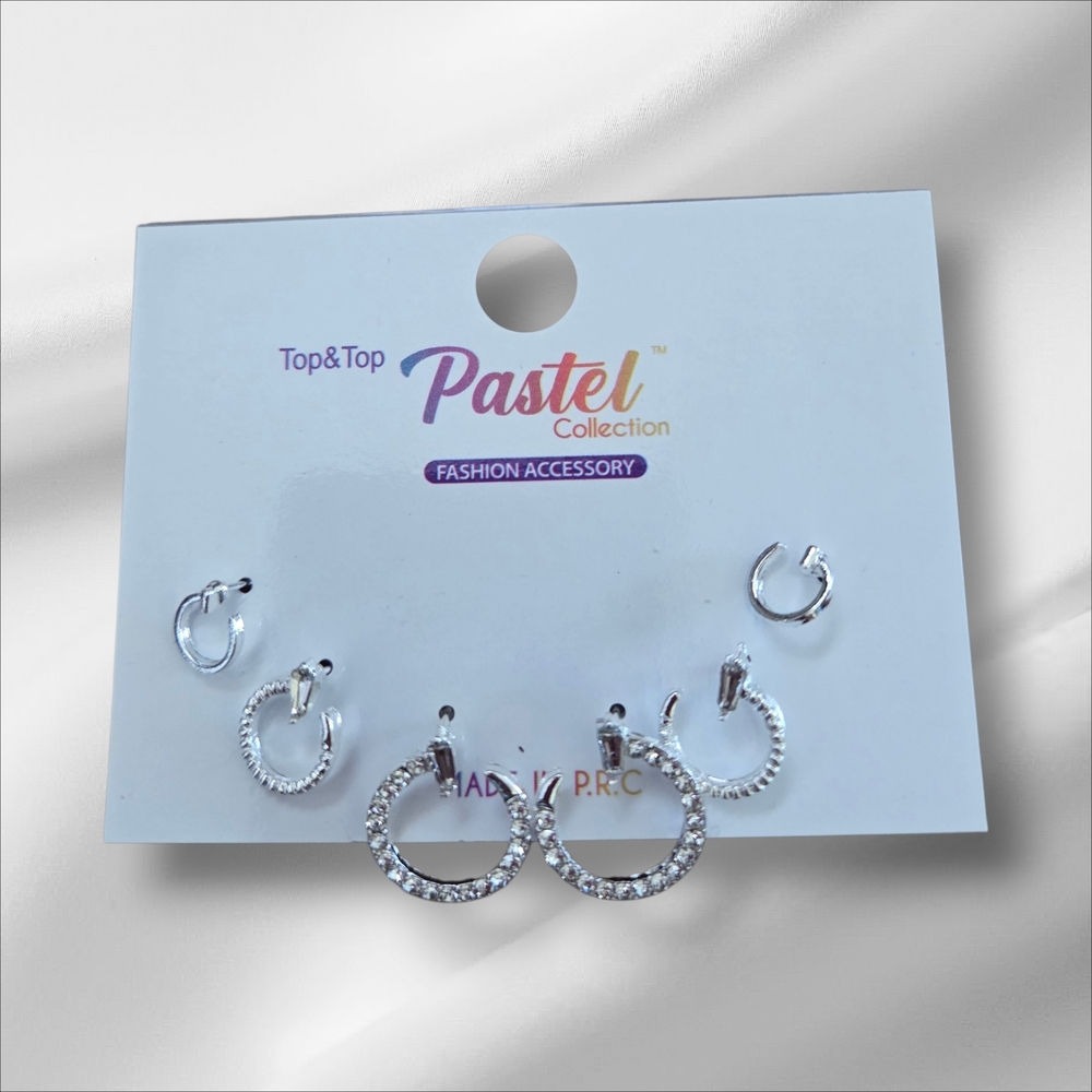 Pastels Silver Crystal Hoop Earring Set - Multi Pair